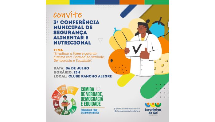 Laranjeiras do Sul vai realizar a 3ª Conferência de Segurança Alimentar e Nutricional